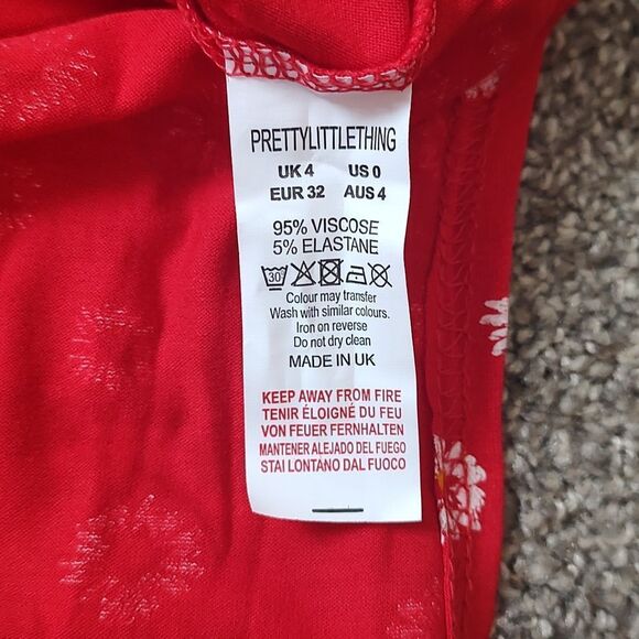 PrettyLittleThing Women's Size 0 Red Floral‎ Jersey Split Cami Midi Dress - Picture 13 of 14